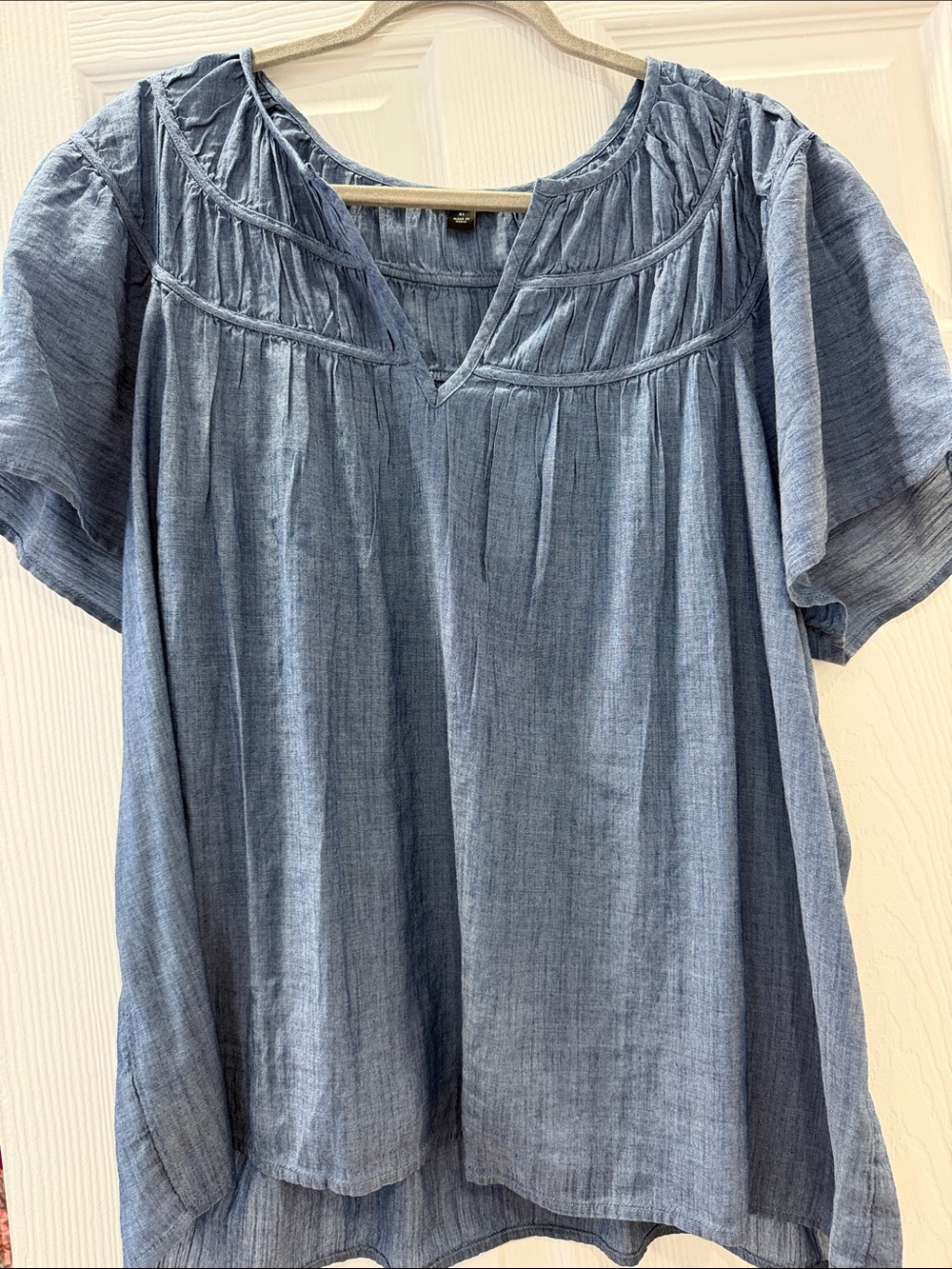 Ann Taylor Light Blue Peasant Blouse
